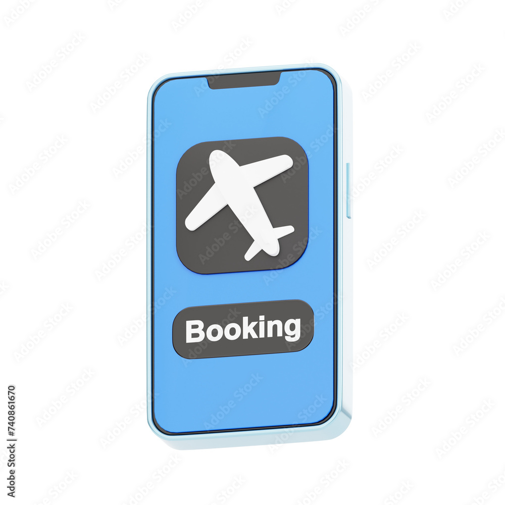 Fototapeta premium 3D Mobile Online Booking Icon Model . 3d illustration, 3d element, 3d rendering. 3d visualization isolated on a transparent background