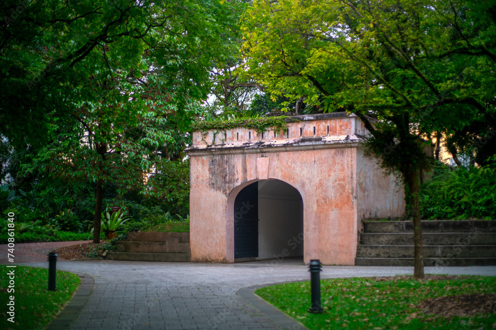 The Gate of Fort Canning, a prominent hill, about 48 metres (157 ft) high, in the southeast portion of Singapore