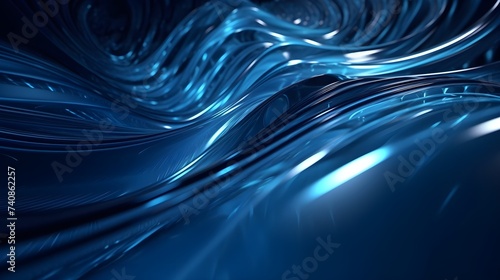 realistic blue liquid crystal curved glass texture wave glossy translucent abstract water background close up
