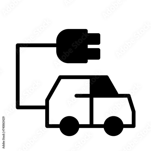 Electric Car Power Glyph Icon