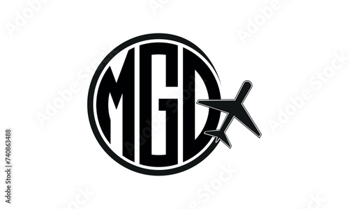 MGO three initial letter circle tour & travel agency logo design vector template. hajj Umrah agency, abstract, wordmark, business, monogram, minimalist, brand, company, flat, tourism agency, tourist