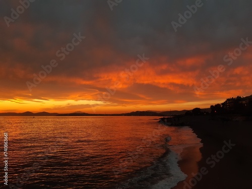 sunset over the sea greece