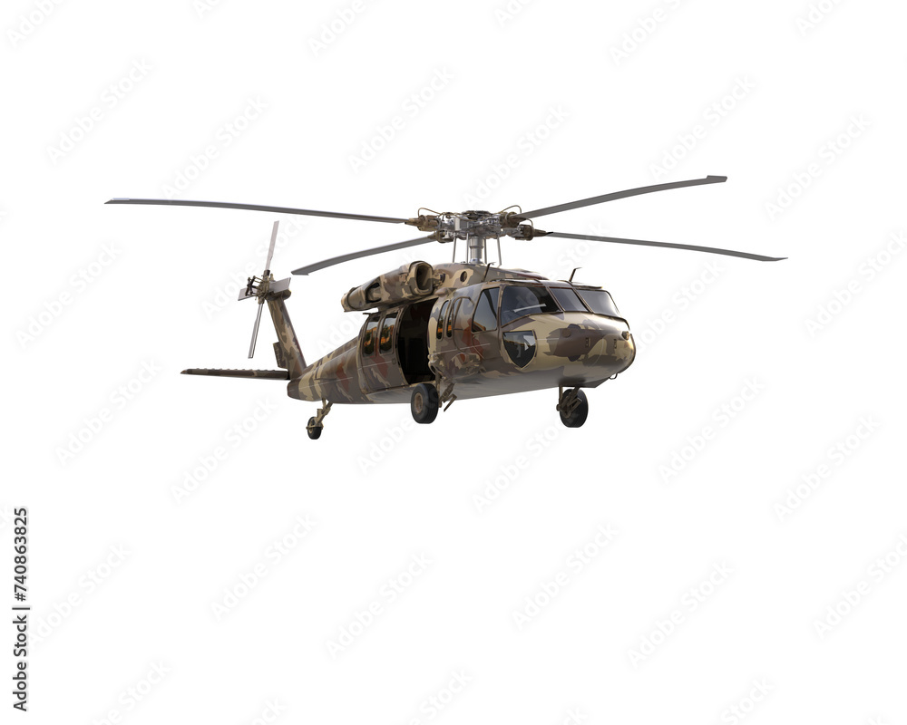 Fototapeta premium War helicopter isolated on background. 3d rendering - illustration
