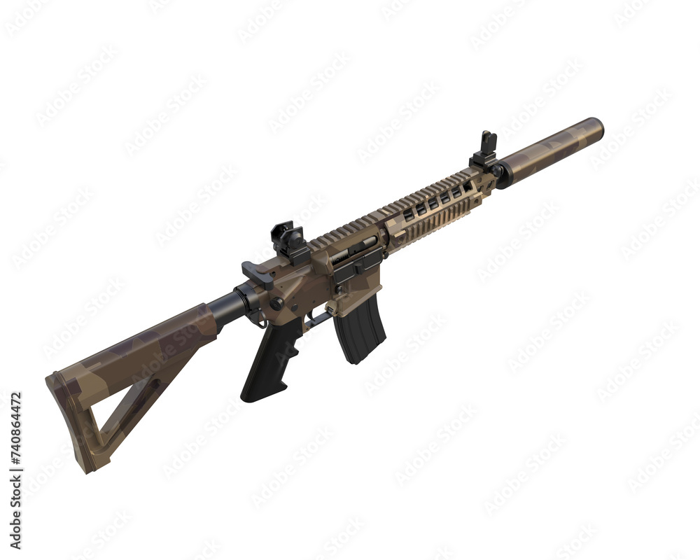 Machine gun isolated on background. 3d rendering - illustration Machine gun isolated on background. 3d rendering - illustration