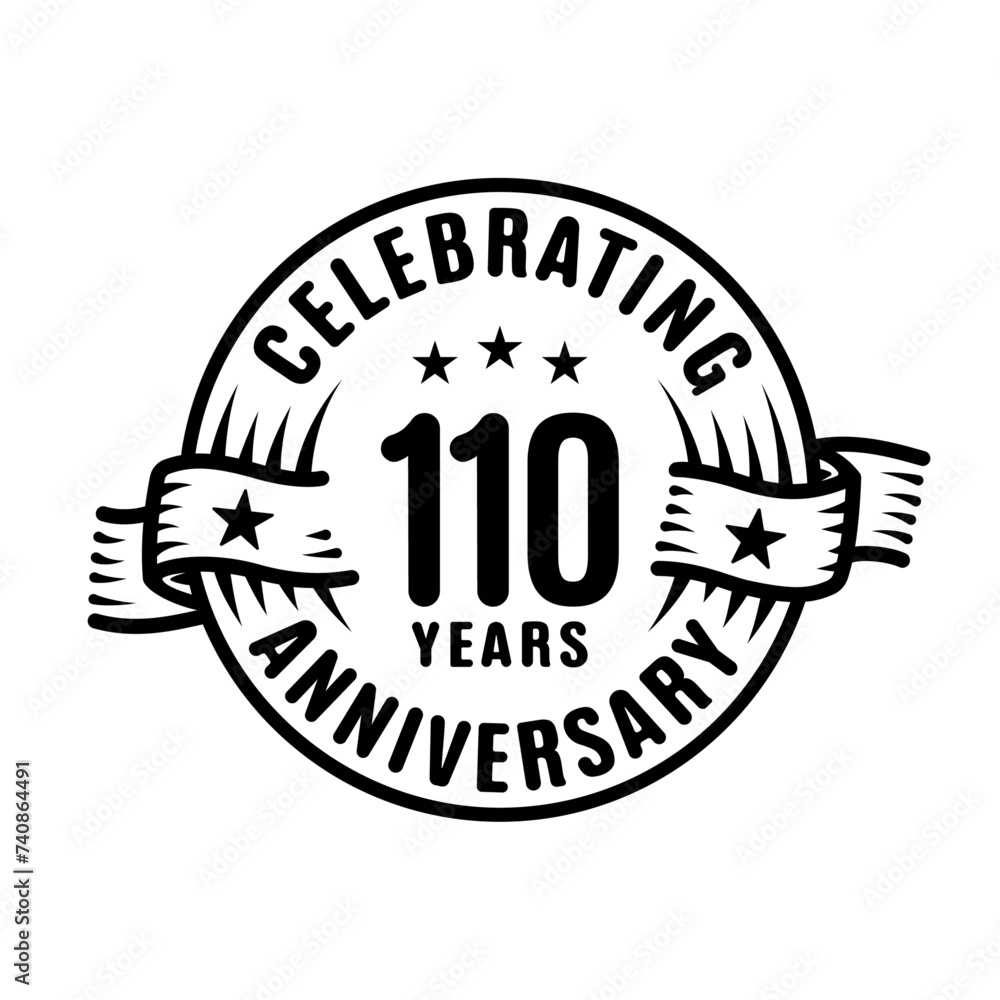 110 years logo design template. 110th anniversary vector and illustration.
