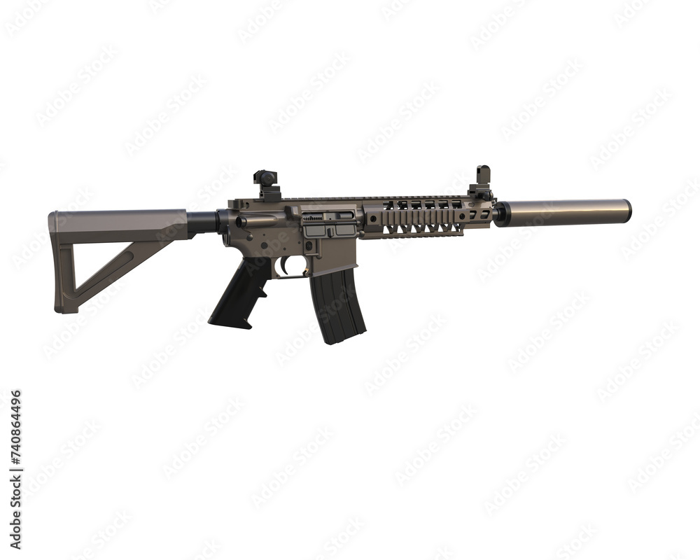 Machine gun isolated on background. 3d rendering - illustration Machine gun isolated on background. 3d rendering - illustration