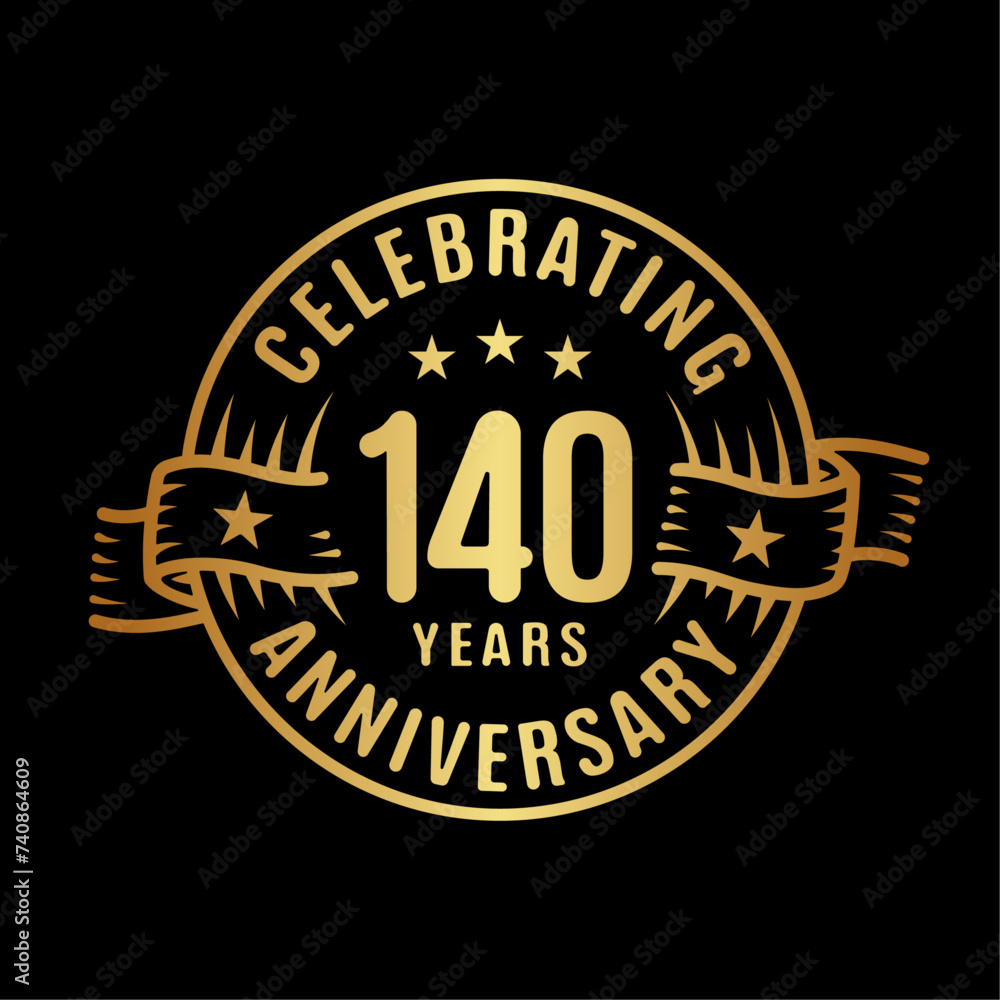 140 years logo design template. 140th anniversary vector and illustration.
