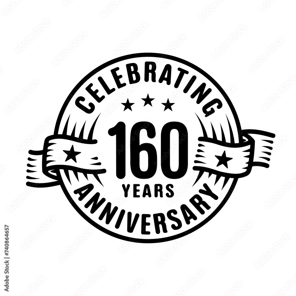 160 years logo design template. 160th anniversary vector and illustration.
