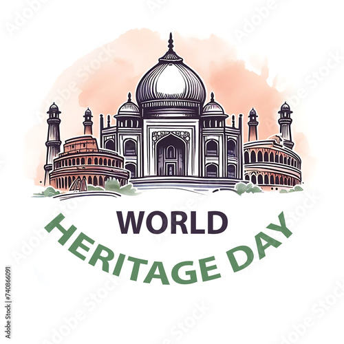 World Heritage Day Post Template Flat Design Illustration, Generative AI photo