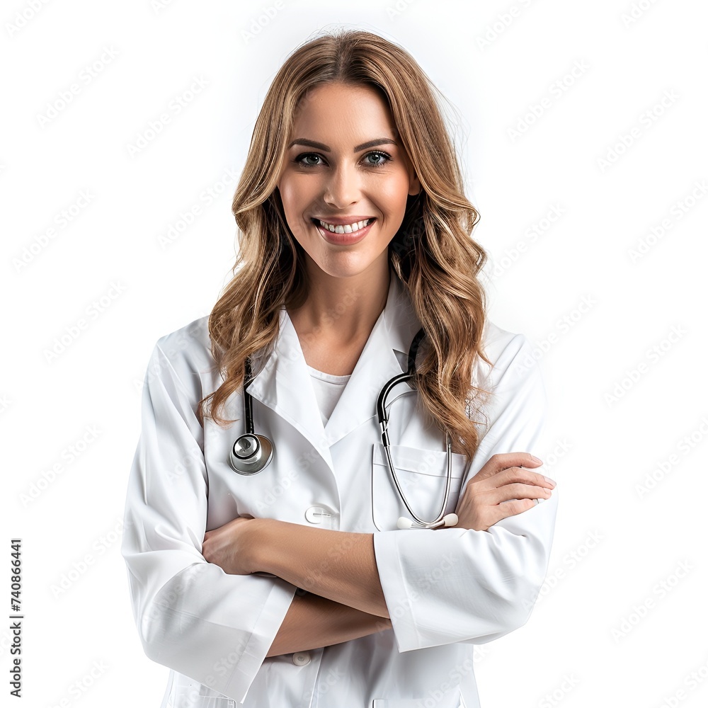 Elegant Doctor Posing on White Background Elegant Doctor Posing on White Background