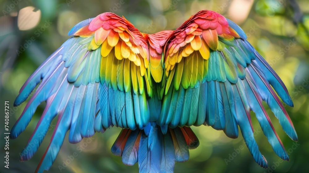 Obraz premium Parrot Wings that resemble a vibrant tapestry of colors