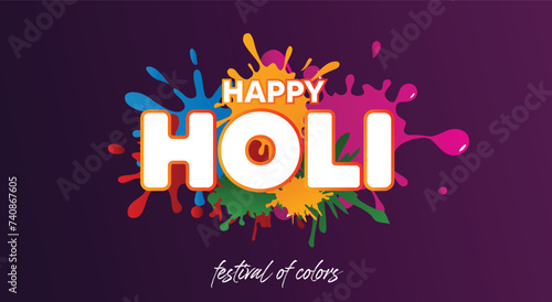 indian festival of colors happy holi color splash vector poster