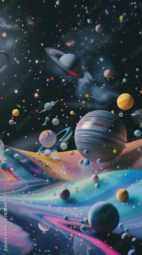 Naklejka premium A dreamy and whimsical interpretation of outer space