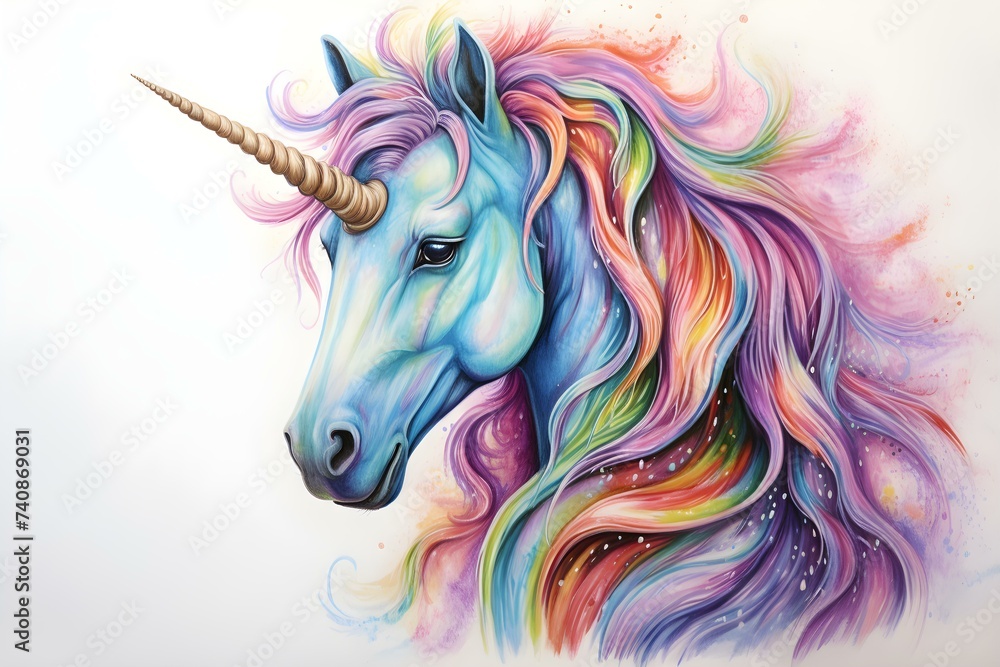 Unicorn Drawing Created with Colored Pencils. Concept Drawing Techniques, Colored Pencils, Fantasy Art, Unicorn Illustration, Creative Process