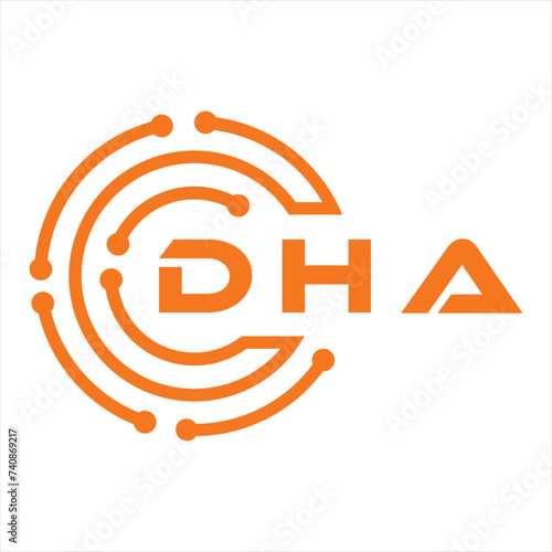 DHA letter design. DHA letter technology logo design on a white background. DHA Monogram logo design for entrepreneurs and businesses.