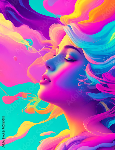 soft pastel colors, cartoon style illustration of a woman