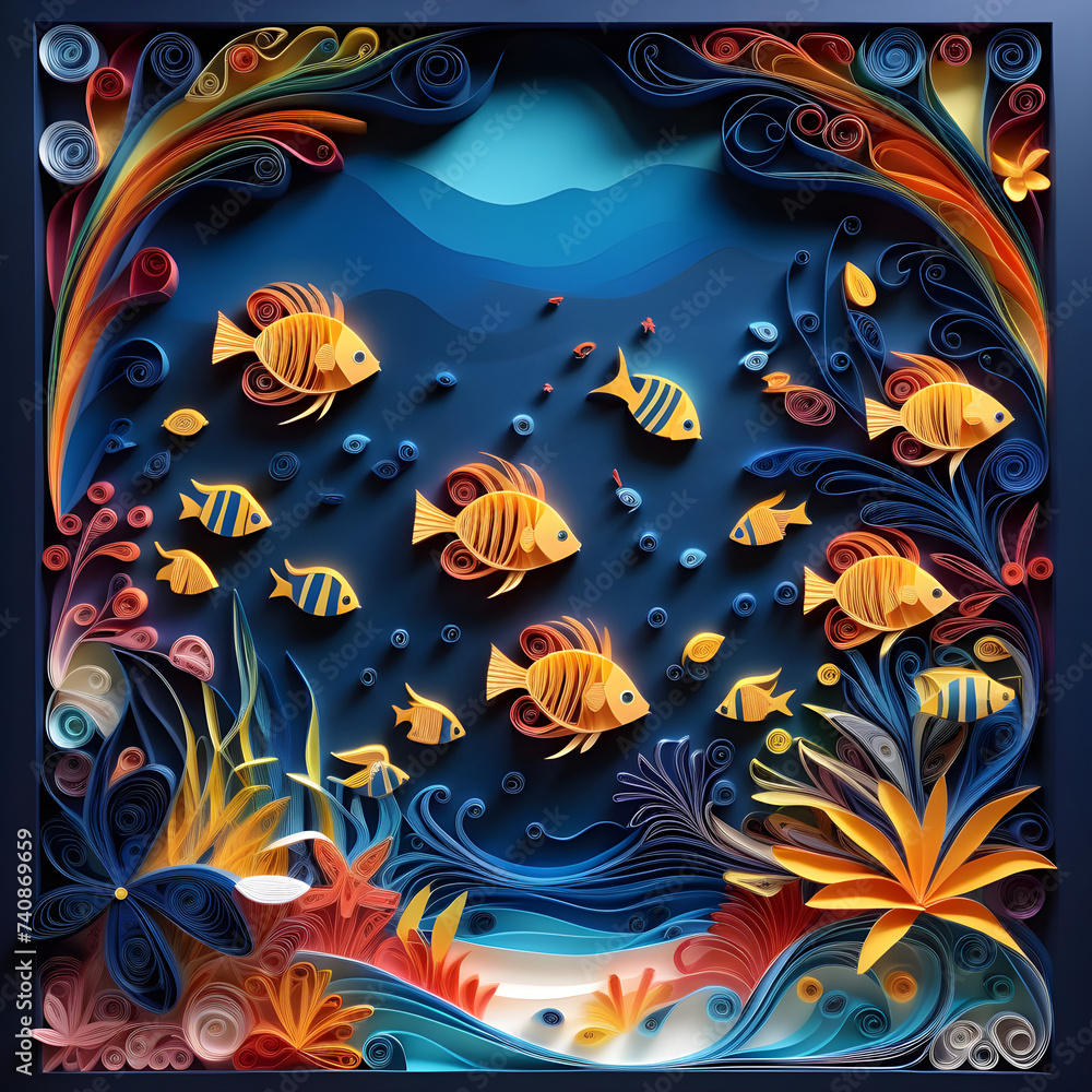background of paper cut fish and marine life
background of paper cut fish and marine life