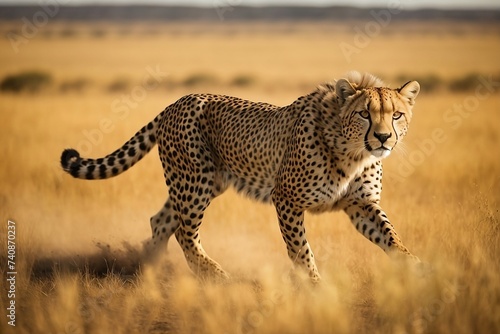 Cheetah in serengeti national park city, Illustration for world wildlife day 2024