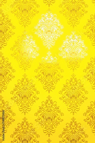 Yellow wallpaper with damask pattern background