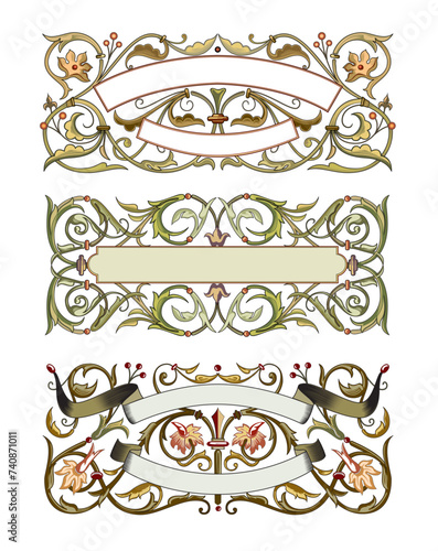 Set of three vintage ornament frames