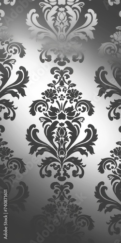 Silver wallpaper with damask pattern background