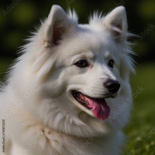 American Eskimo dog poses with its whole body in nature © HappymanPhotography