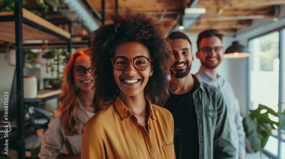 Portrait of diversity successful group of business people in modern office smile and confident