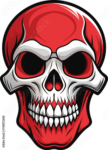 Human skull in red color © master2d