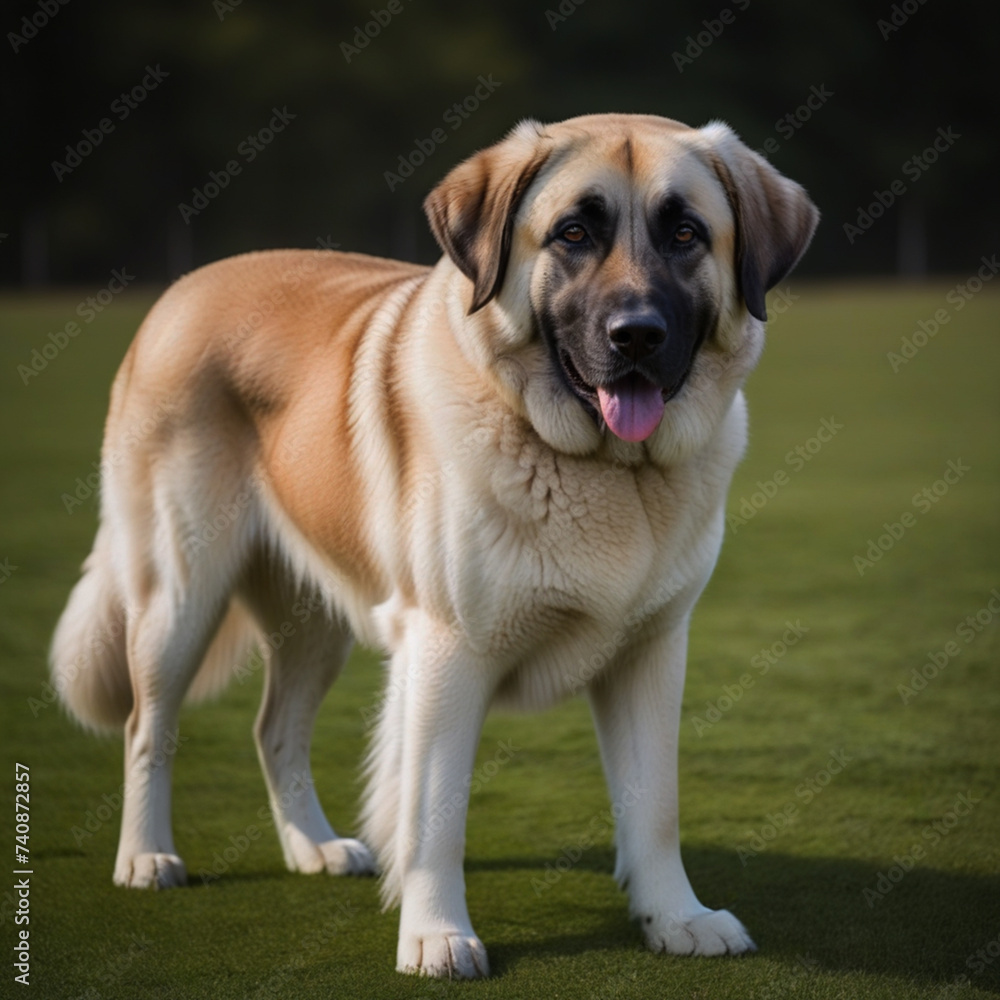 Anatolian shepherd dog poses in nature with its whole body