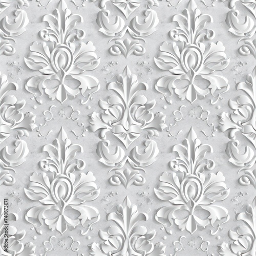 White wallpaper with damask pattern background