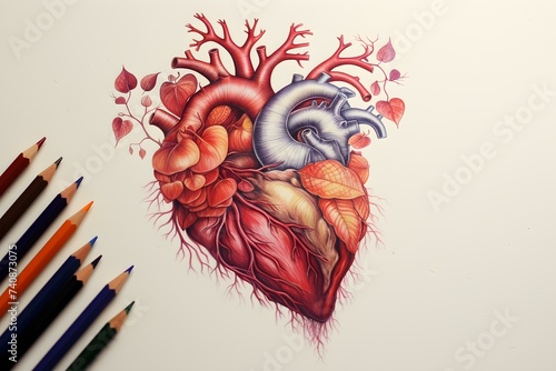 a simple drawing drawn with colored pencils Heart. Concept Would you like assistance with creating a specific drawing of a heart