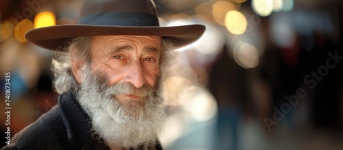 Generative AI, Portrait of religious orthodox jewish man, photo close up