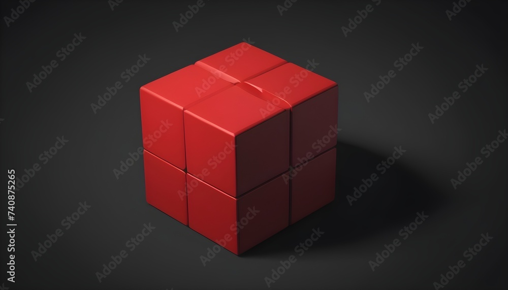 Low poly red poligonal crystal cube isolated on black background Low poly red poligonal crystal cube isolated on black background