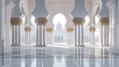 3d rendering of a mosque in islamic style with sunlight. Generated AI