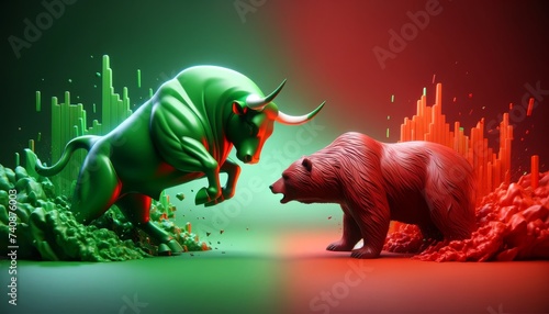 Epic Clash of Markets: The Bull and Bear in Digital Combat