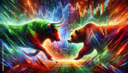 Epic Clash of Markets: The Bull and Bear in Digital Combat