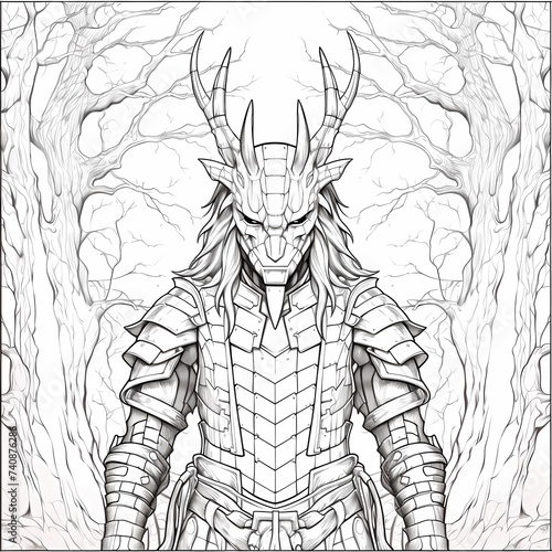 fantasy coloring pages for adults, coloring pages with samurai for children