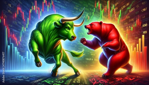 Epic Clash of Markets: The Bull and Bear in Digital Combat