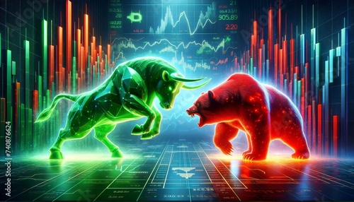 Epic Clash of Markets: The Bull and Bear in Digital Combat