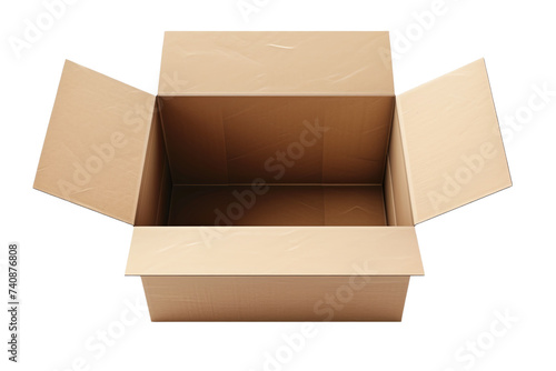 Open cardboard box isolated on transparent background, png file