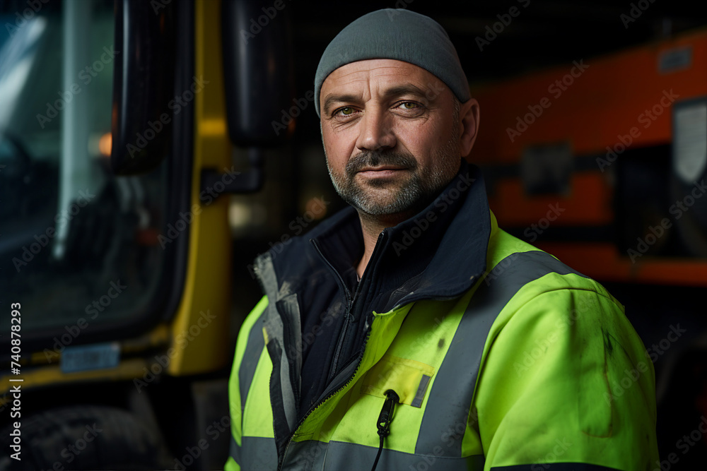 Generative AI picture of garbage removal service in work recycling clean city concept Generative AI picture of garbage removal service in work recycling clean city concept