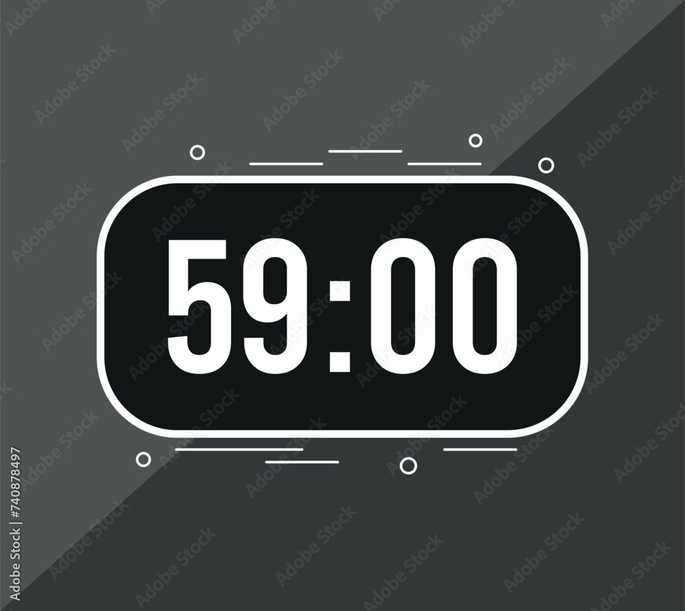59 minutes. Vector clock counting time. Timer to set minutes 59 minutes. Vector clock counting time. Timer to set minutes