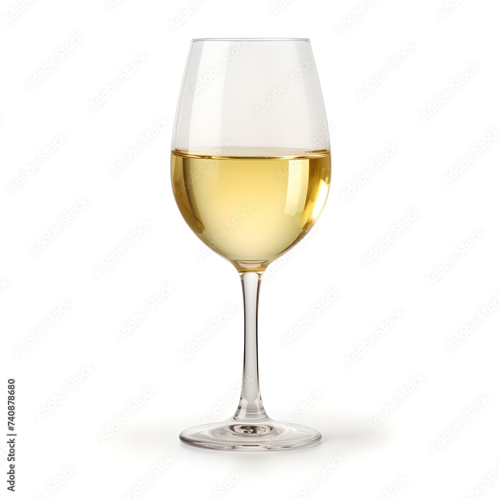 Elegant glass of white wine isolated on white background Elegant glass of white wine isolated on white background