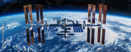 Futuristic space station a hub of innovation and interstellar travel photo
