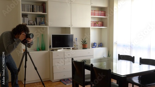  Photographer real estate - videos and photos of interiors of houses for sale - home staging in the living room  - professional photographic  shooting  indoor at home 