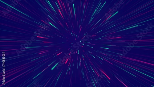 Motion effect. Wormhole space tunnel abstract. multi color abstract radial lines geometric background. Powder blue color burst background with shining stars.