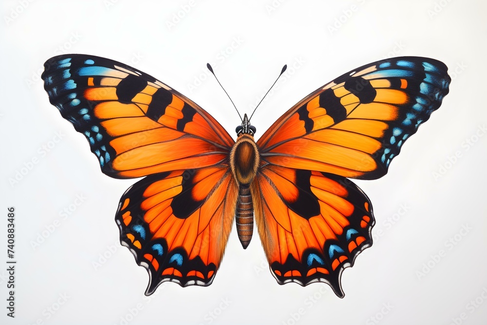 a simple drawing drawn with colored pencils Butterfly. Concept Colorful Drawing, Butterfly Art, Colored Pencils, Nature Illustration, Simple Art