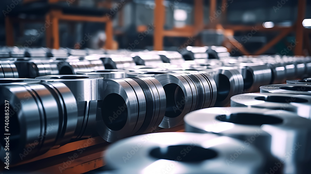 Fototapeta premium Stainless steel coils at factory site