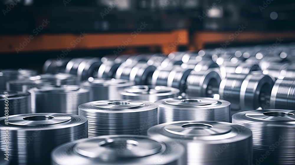 Obraz premium Stainless steel coils at factory site