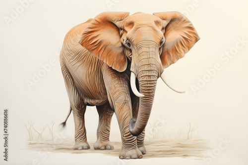 "Elephant Sketch in Colored Pencils". Concept Animal Art, Colored Pencils, Wildlife Drawing, Elephant Sketch, Detailed Illustration